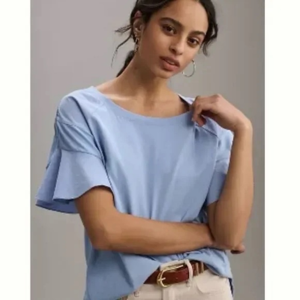 Anthropologie Flutter Sleeve Top Small